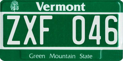 VT license plate ZXF046
