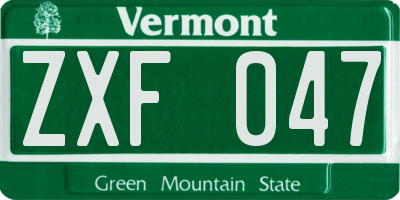 VT license plate ZXF047