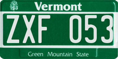 VT license plate ZXF053