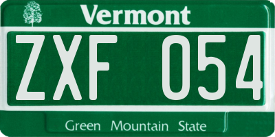 VT license plate ZXF054