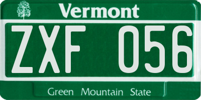 VT license plate ZXF056