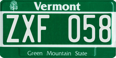 VT license plate ZXF058