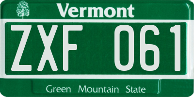 VT license plate ZXF061
