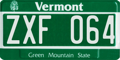 VT license plate ZXF064