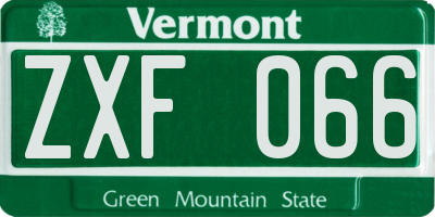 VT license plate ZXF066