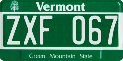 VT license plate ZXF067