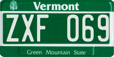 VT license plate ZXF069