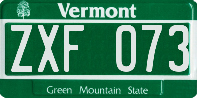 VT license plate ZXF073