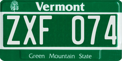 VT license plate ZXF074