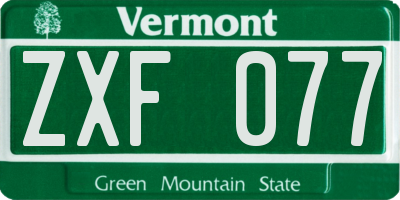 VT license plate ZXF077