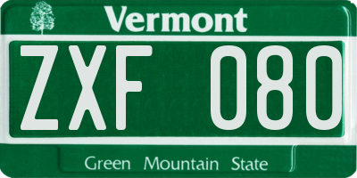 VT license plate ZXF080