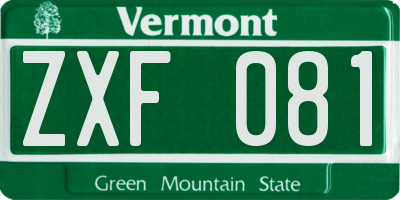 VT license plate ZXF081