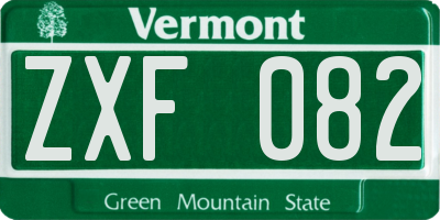 VT license plate ZXF082