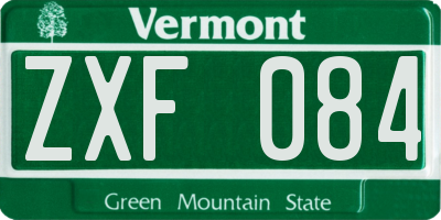 VT license plate ZXF084