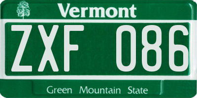 VT license plate ZXF086