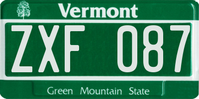 VT license plate ZXF087
