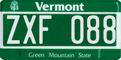 VT license plate ZXF088