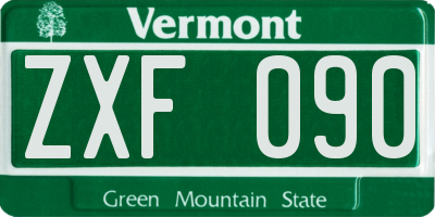 VT license plate ZXF090