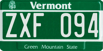 VT license plate ZXF094