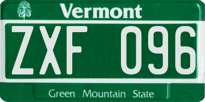 VT license plate ZXF096