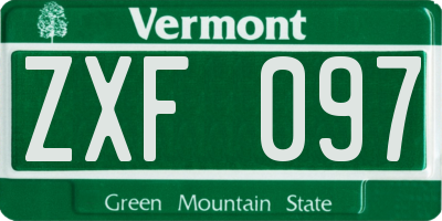 VT license plate ZXF097