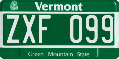 VT license plate ZXF099