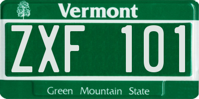 VT license plate ZXF101