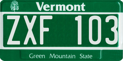 VT license plate ZXF103