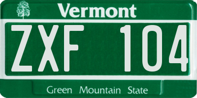 VT license plate ZXF104
