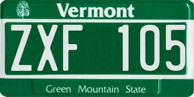 VT license plate ZXF105