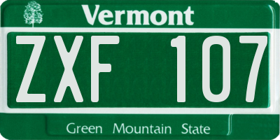 VT license plate ZXF107