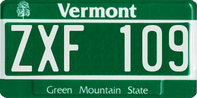 VT license plate ZXF109
