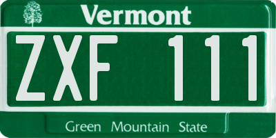 VT license plate ZXF111