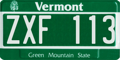 VT license plate ZXF113