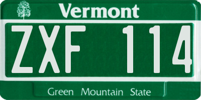 VT license plate ZXF114