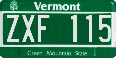 VT license plate ZXF115
