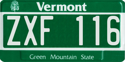 VT license plate ZXF116