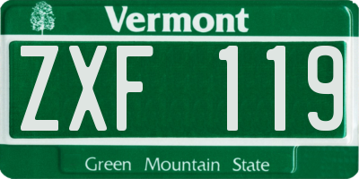 VT license plate ZXF119