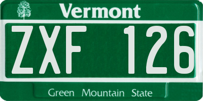 VT license plate ZXF126