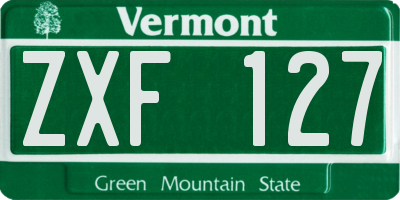VT license plate ZXF127