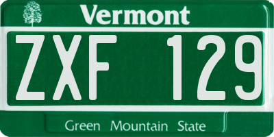 VT license plate ZXF129