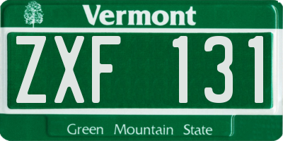 VT license plate ZXF131