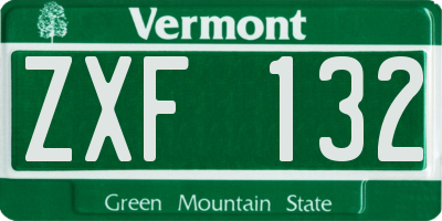 VT license plate ZXF132