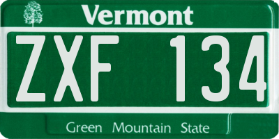 VT license plate ZXF134