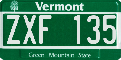 VT license plate ZXF135