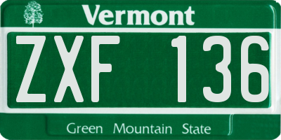 VT license plate ZXF136