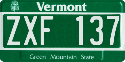 VT license plate ZXF137