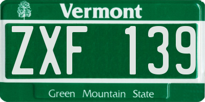 VT license plate ZXF139