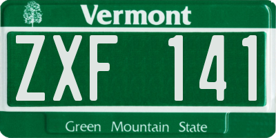 VT license plate ZXF141