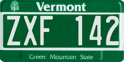 VT license plate ZXF142